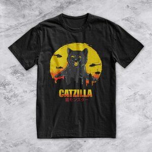 Catzilla T-Shirt | Funny Kaiju Cat Graphic Tee | Japanese Monster Cat Shirt |